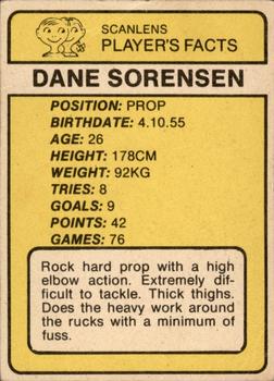 1981 Scanlens #63 Dane Sorensen Back